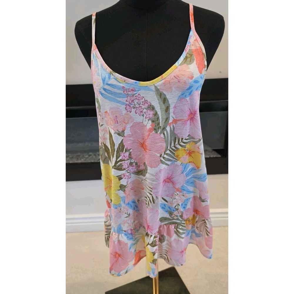 Hurley Sunset District Women Mini Dress Tropical Floral Slip Beach Cover Up XS